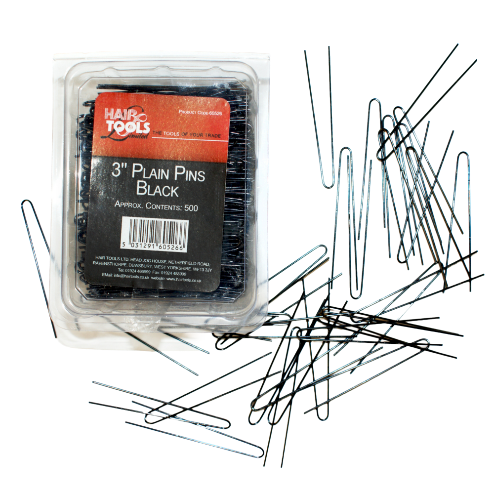 Hair Tools Plain Pins Black 3 Inch 500 Pack