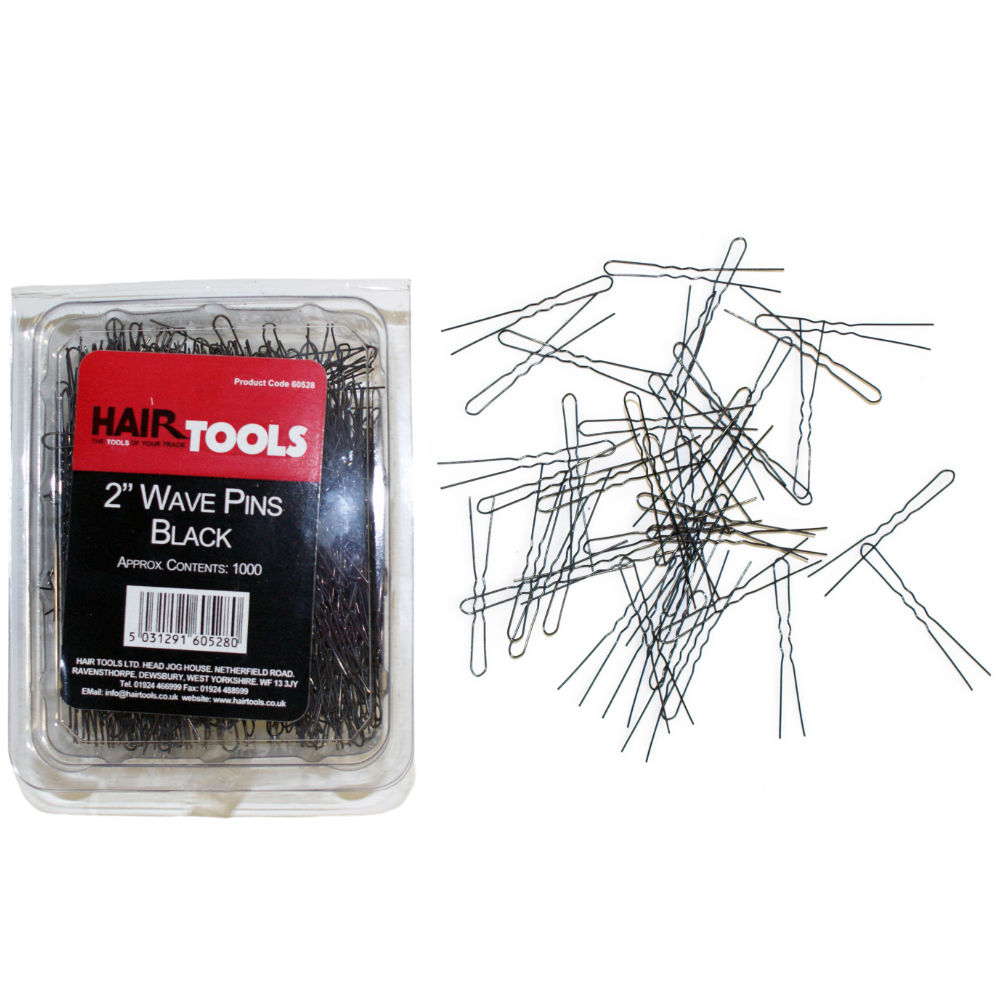 Hair Tools Waved Pins Black 2 Inch 1000 Pack