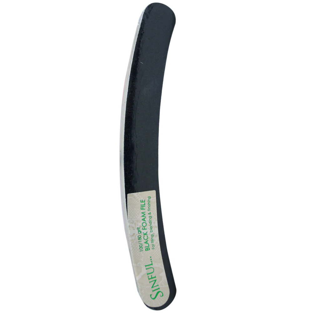 Sinful Nails Black Foam Nail Files 100/180 Curve 5 Pack
