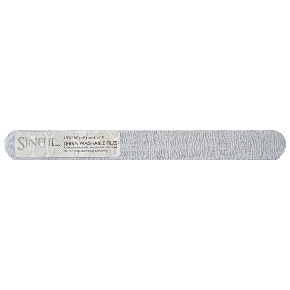 Sinful Nails Zebra Nail File Straight 180/180 5 Pack