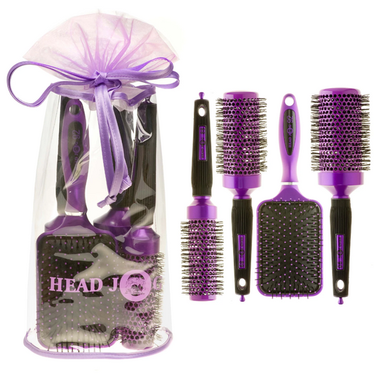 Head Jog Oval Hair Brush Set Purple