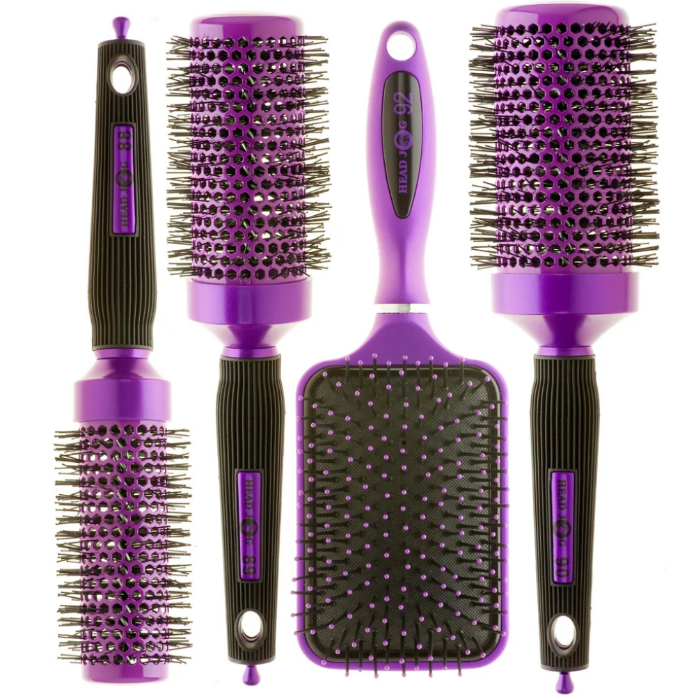 Head Jog Oval Hair Brush Set Purple