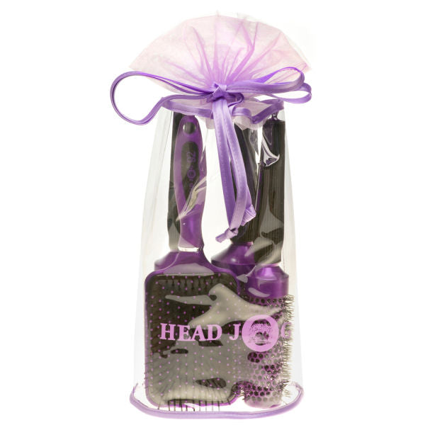 Head Jog Oval Hair Brush Set Purple