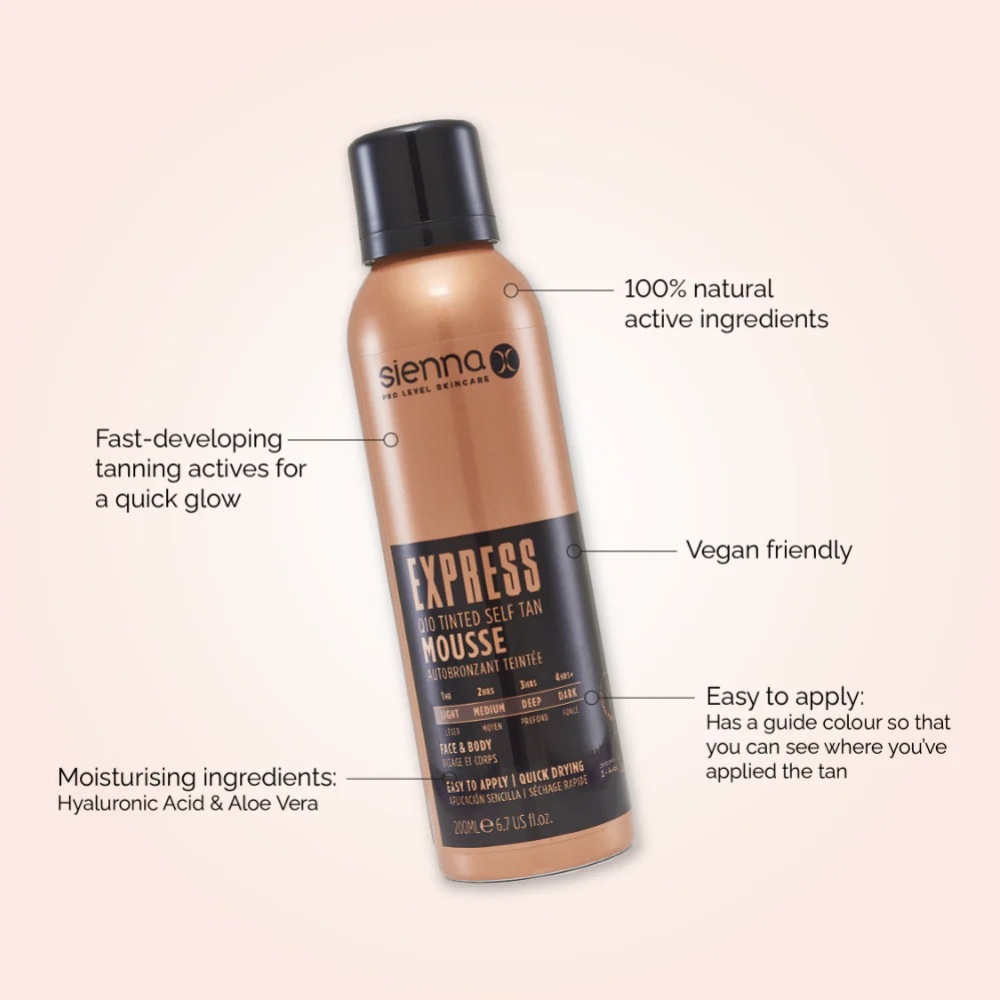 Sienna X Express Q10 Tinted Self Tan Mousse 200ml