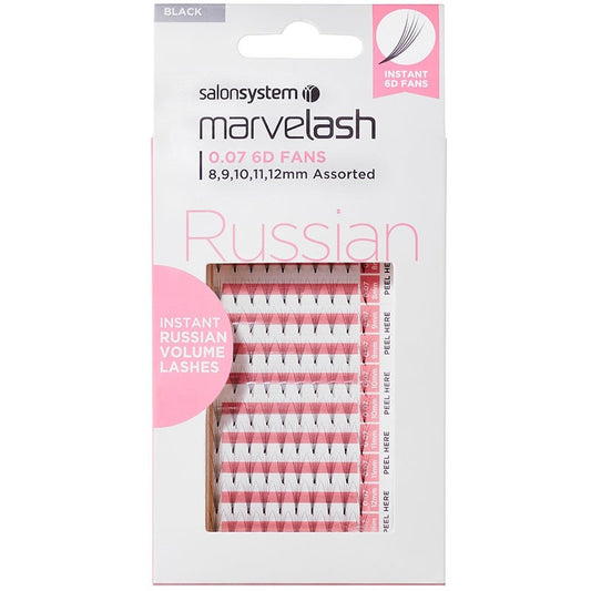 Salon System Marvelash Russian 0.07 6D Fans Assorted Lashes Black