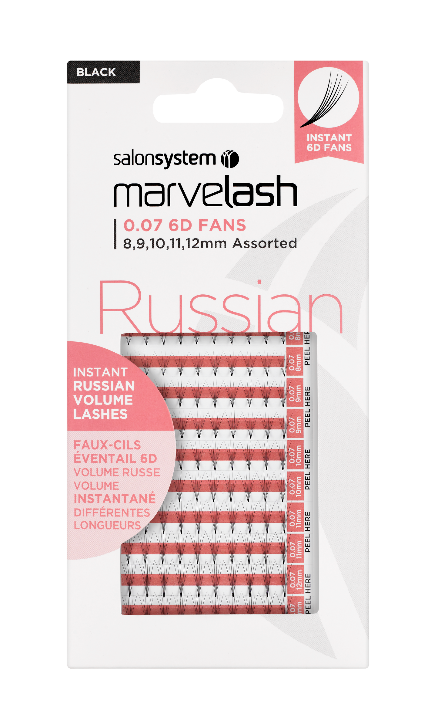 Salon System Marvelash Russian 0.07 6D Fans Assorted Lashes Black