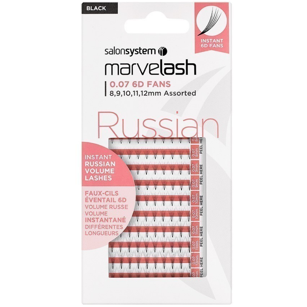 Salon System Marvelash Russian 0.07 6D Fans Assorted Lashes Black