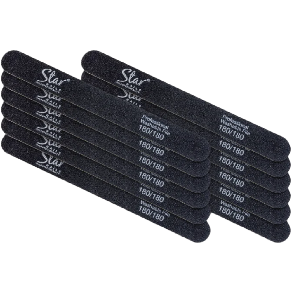 Star Nails Narrow Wood Nail Files Black 12 Pack