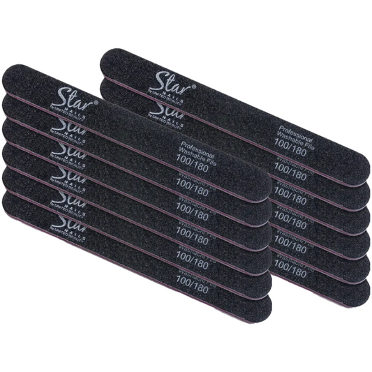 Star Nails Foam Nail Files Black 100/180 12 Pack
