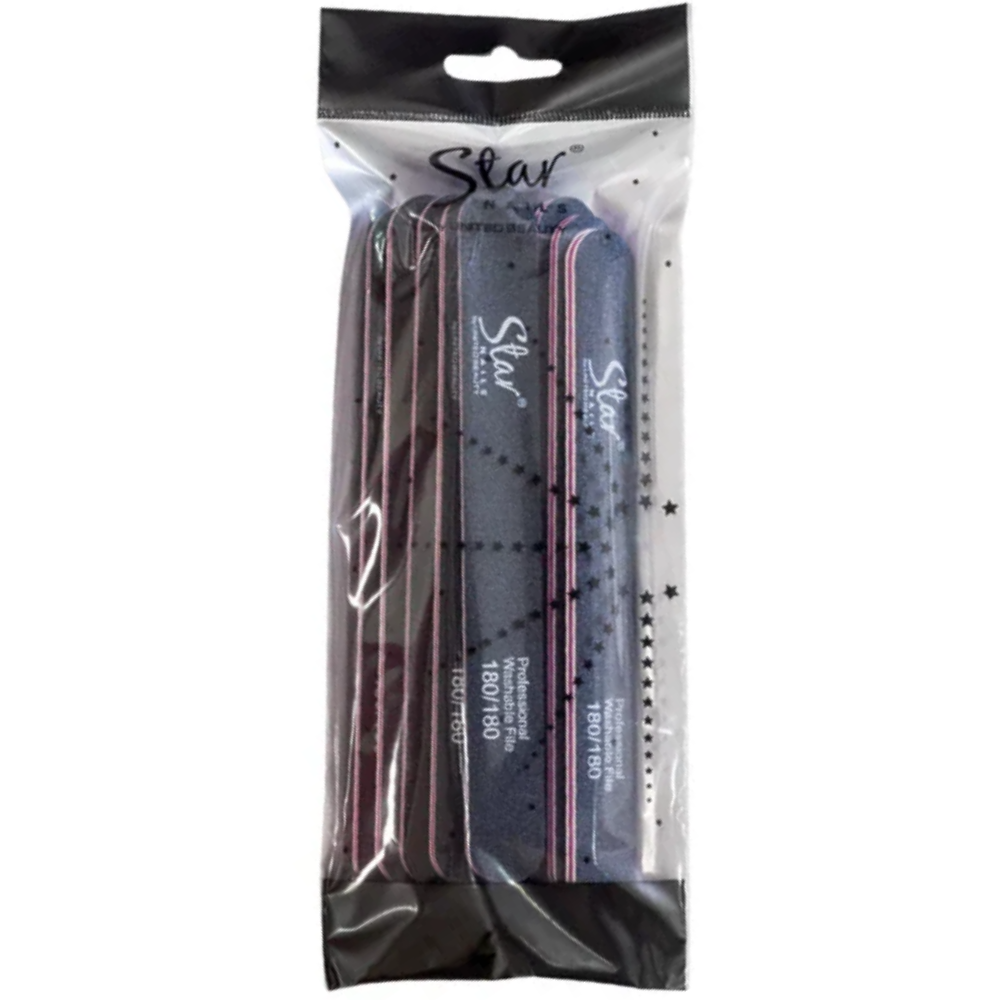 Star Nails Foam Nail Files Black 180/180 12 Pack