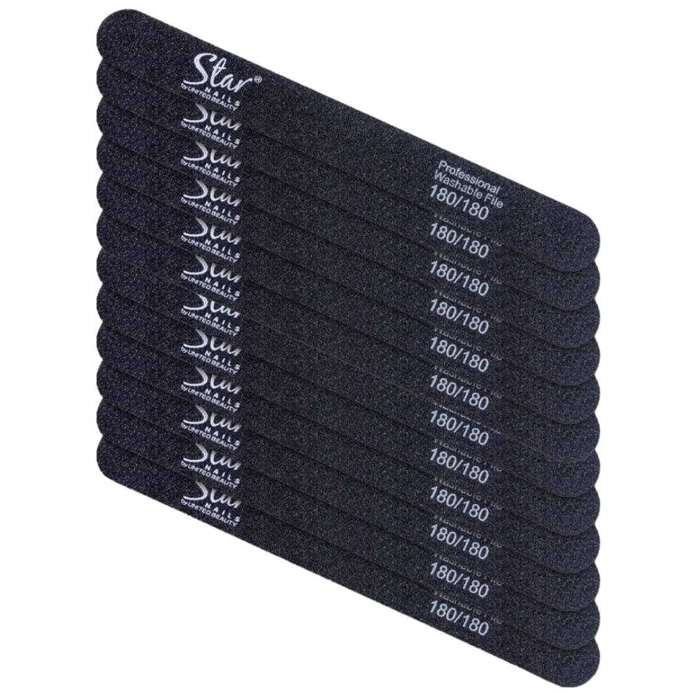 Star Nails Foam Nail Files Black 180/180 12 Pack