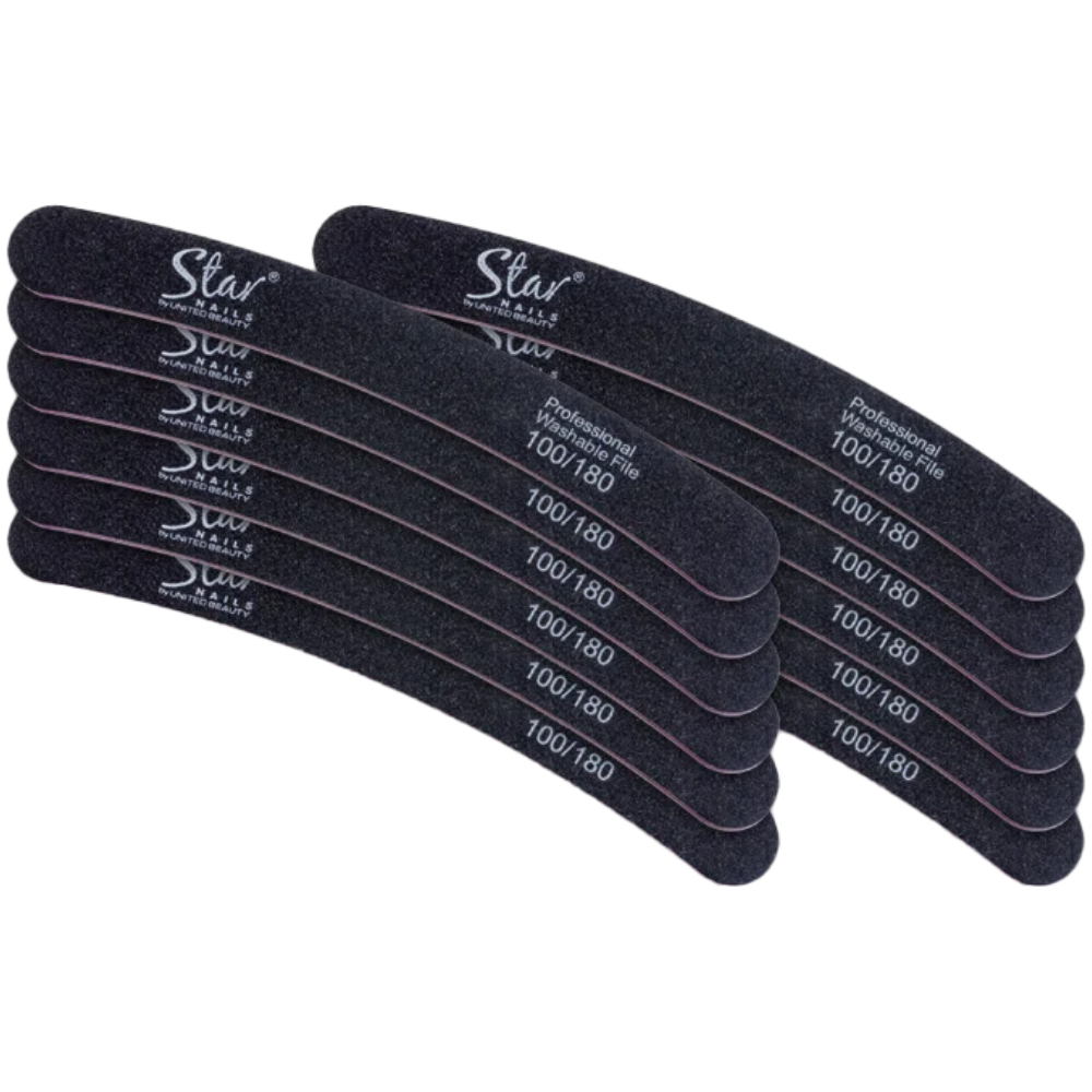 Star Nails Boomerang Nail Files Black 100/180 12 Pack
