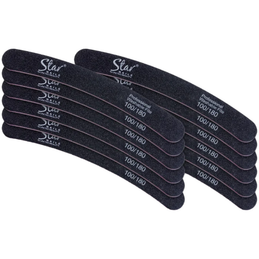 Star Nails Boomerang Nail Files Black 100/180 12 Pack