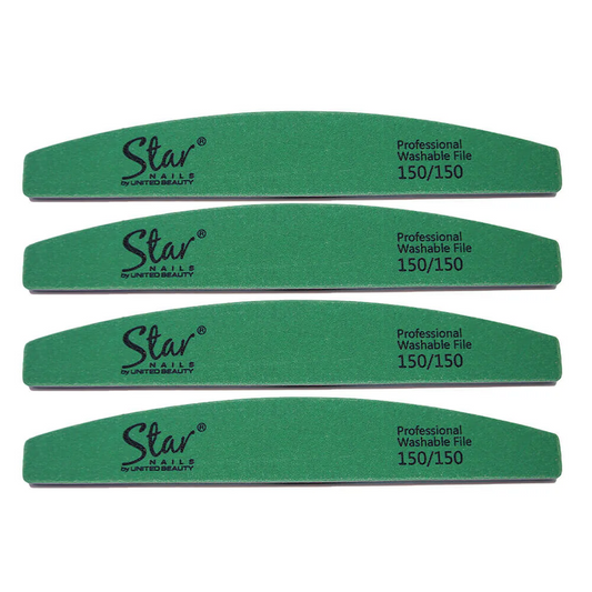 Star Nails Premium Half Moon Nail Files Green 150/150 Grit 4 Pack