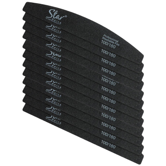 Star Nails Half Moon Foam Nail Files Black 100/180 12 Pack