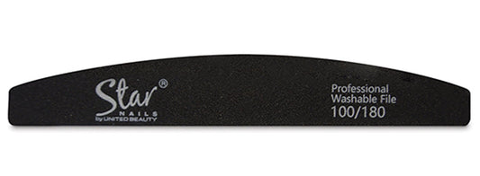 Star Nails Half Moon Foam Nail Files Black 100/180 Grit 12 Pack