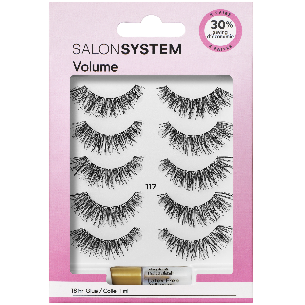 Salon System Naturalash Strip Lashes 117 Black 5 Pack