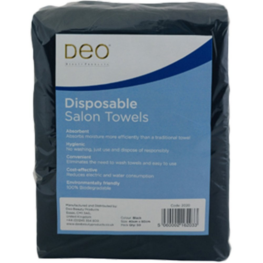Deo Disposable Salon Towels Black 50 Pack