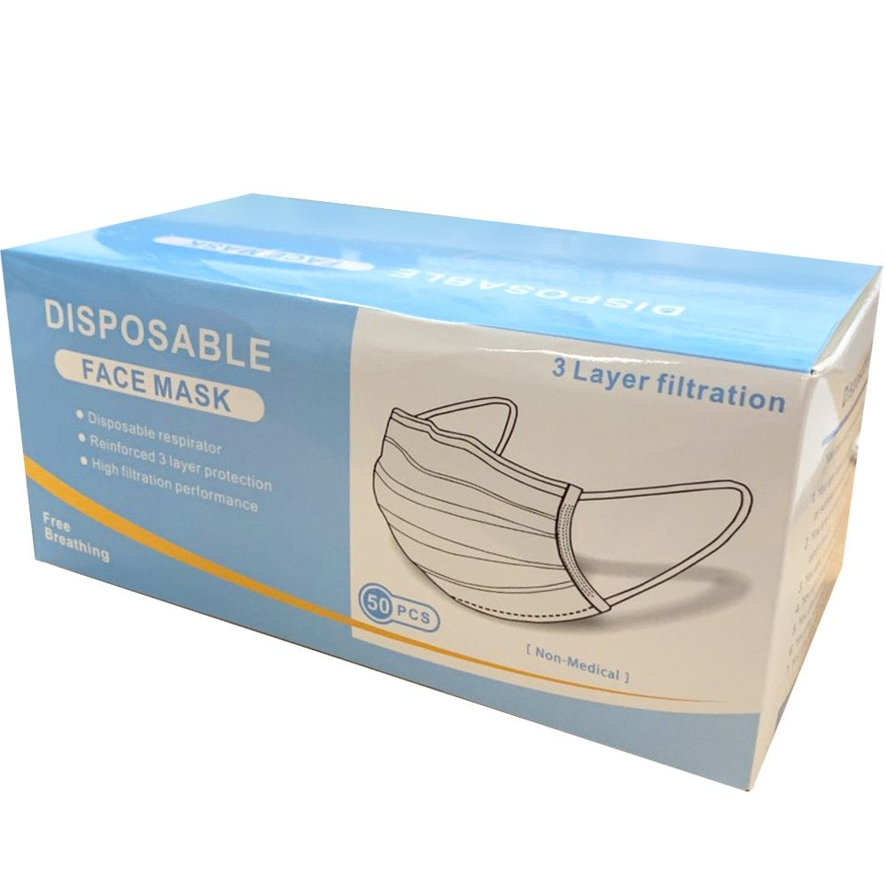 Deo Disposable 3 Ply Face Mask 50 Pack