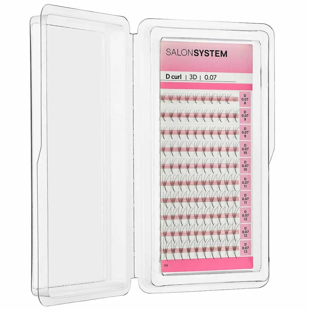 Salon System Pro Fan D-Curl 3D Lash Extensions Black 8-13mm
