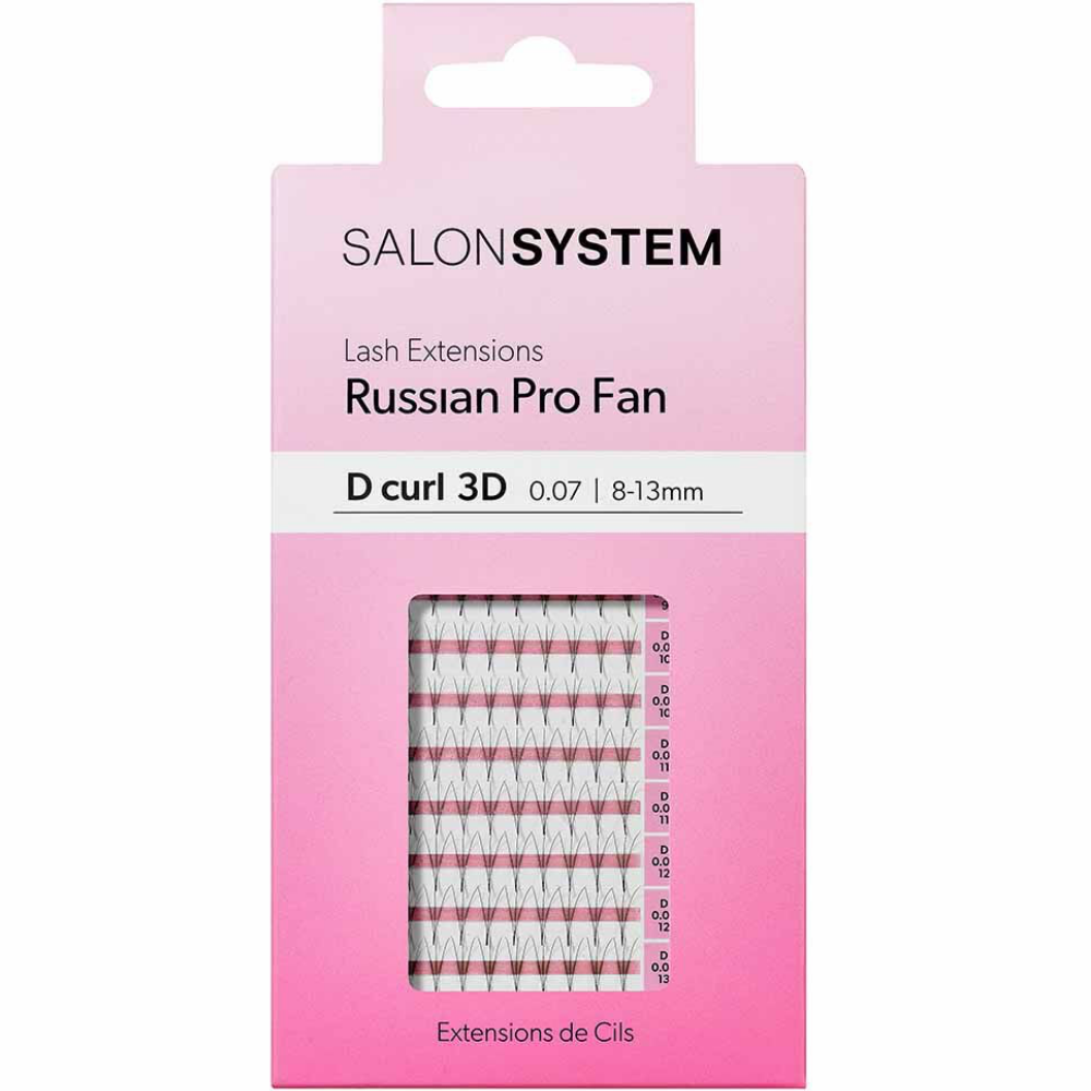 Salon System Pro Fan D-Curl 3D Lash Extensions Black 8-13mm
