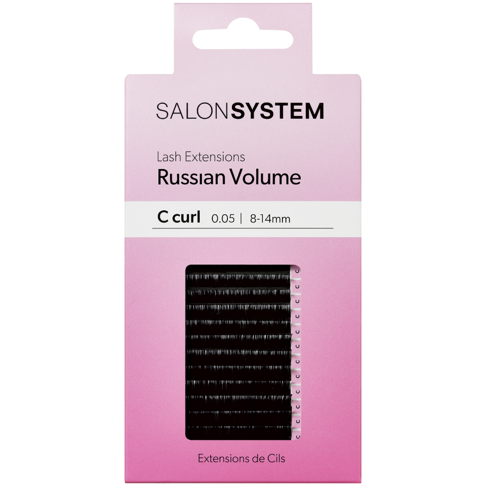 Salon System Russian Volume C-Curl 0.07 Lash Extensions Black 8-14mm
