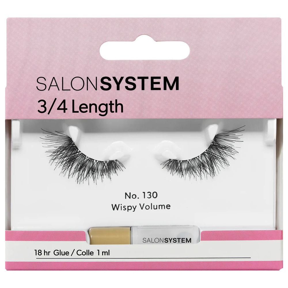 Salon System 3/4 Length Wispy Volume Strip Lashes Black 130