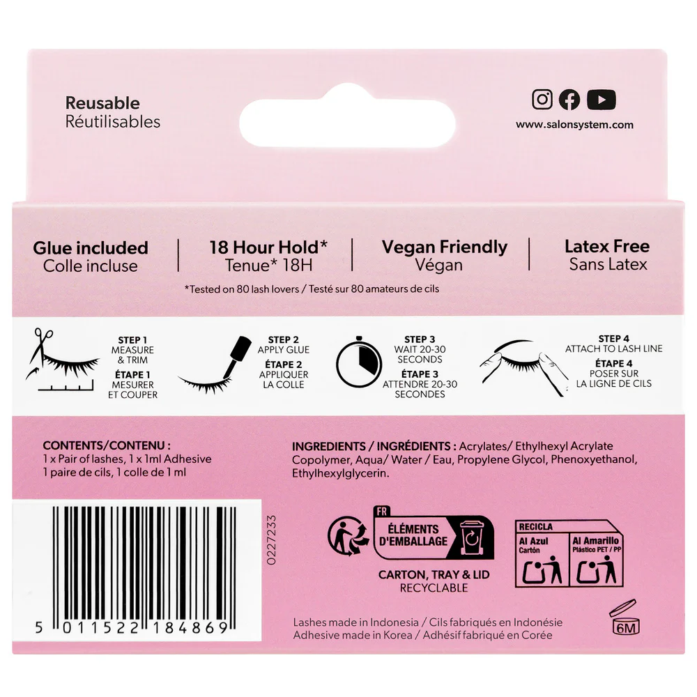 Salon System 3/4 Length Wispy Volume Strip Lashes Black 130