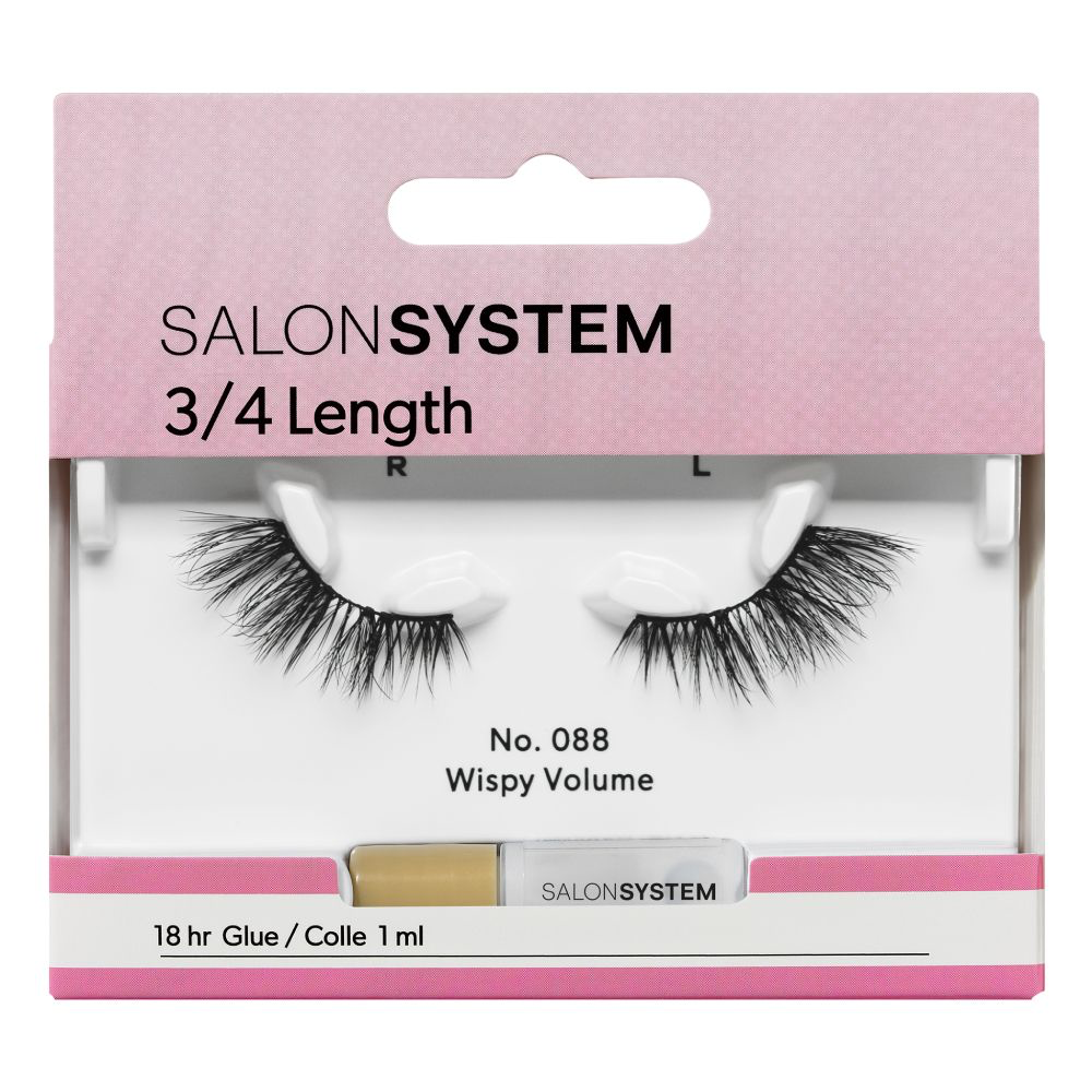 Salon System 3/4 Length Wispy Volume Strip Lashes Black 088