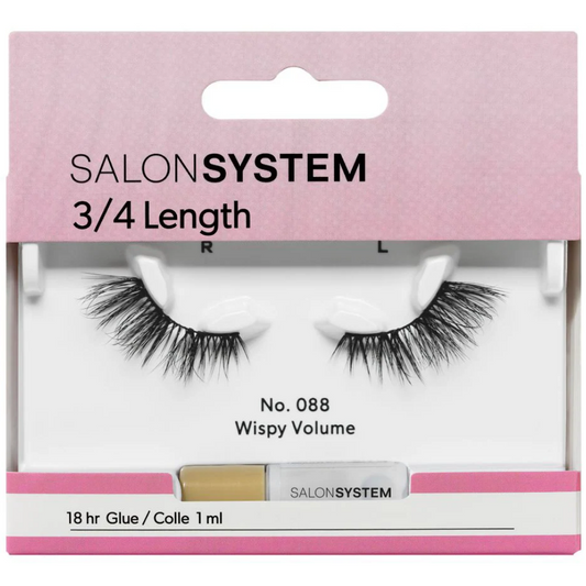 Salon System 3/4 Length Wispy Volume Strip Lashes Black 088