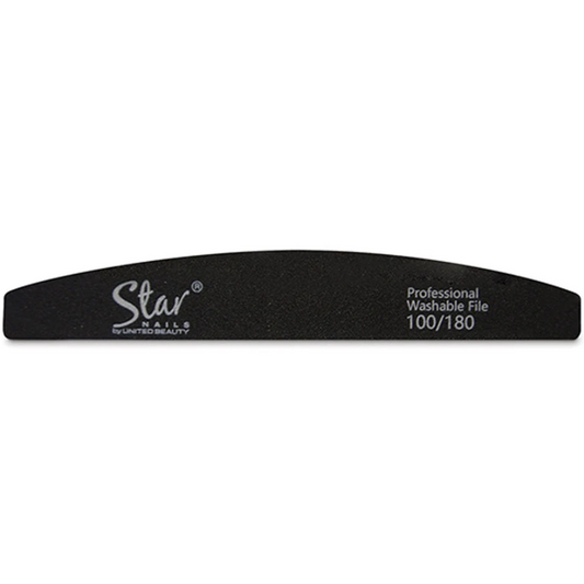 Star Nails Half Moon Foam Nail Files Black 100/180 Grit 12 Pack
