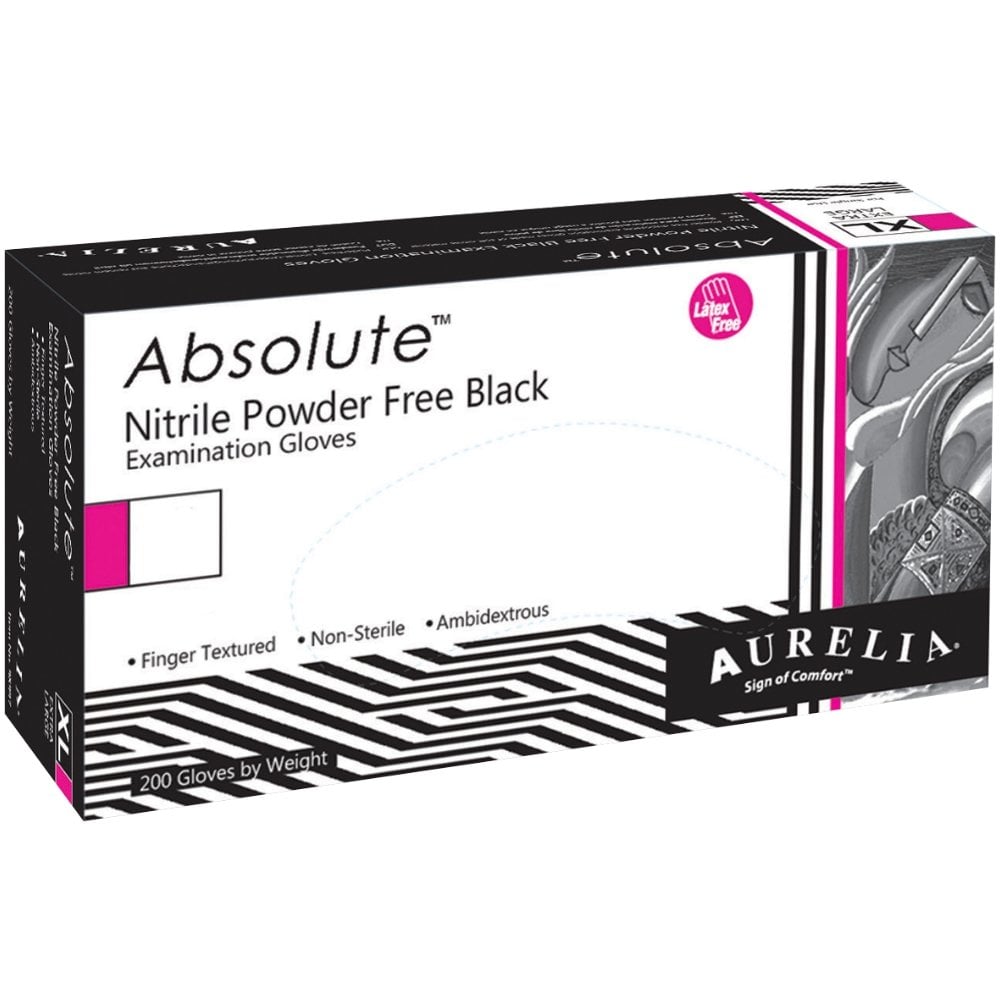 Aurelia Bold Black Powder Free Nitrile Gloves Large x 100