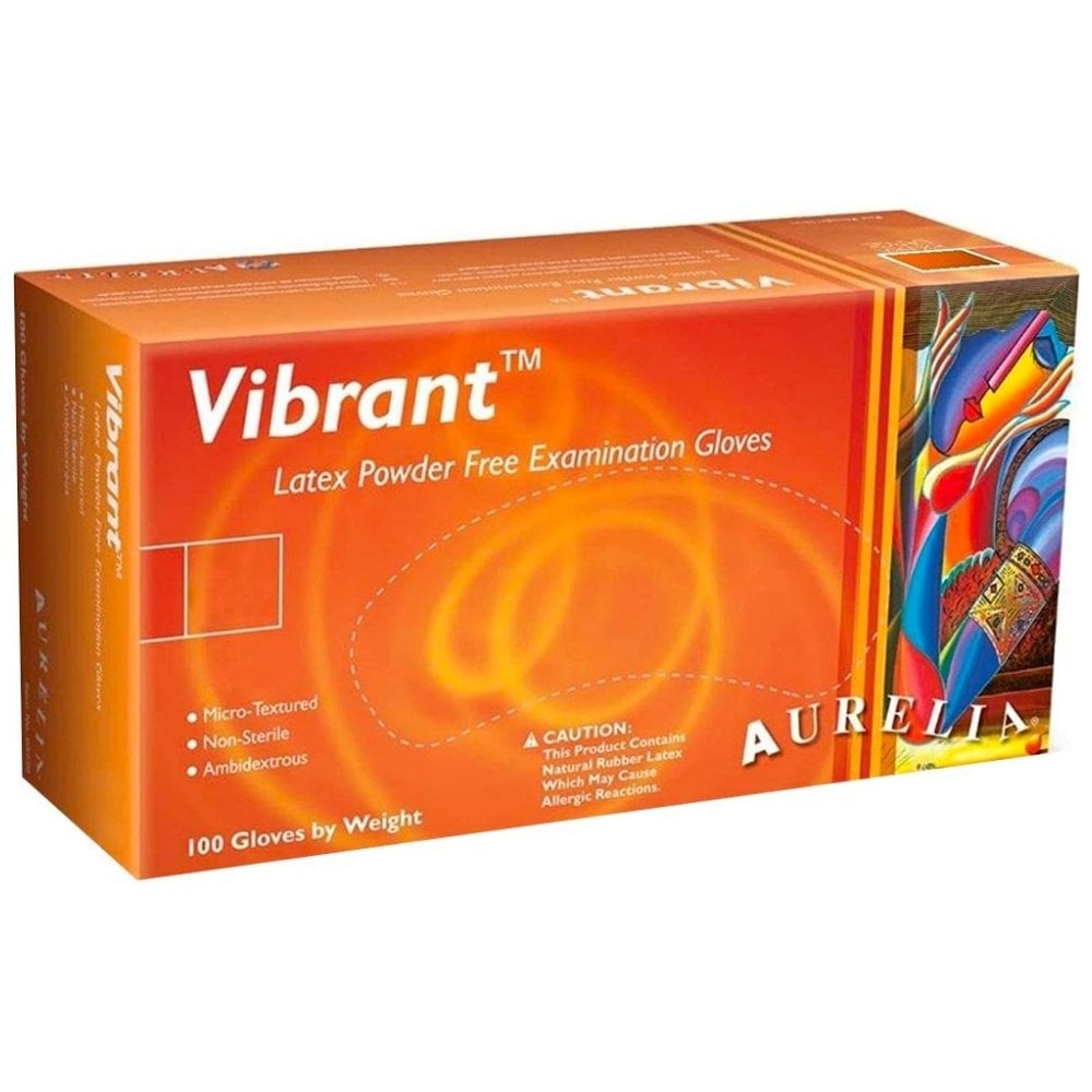 Aurelia Vibrant Latex Powder Free Gloves Small x 100
